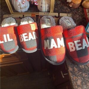 Womens & Kids Dearfoams Buffalo Plaid Bear Slip On Slippers Sz: S(5/6) K(9/10)